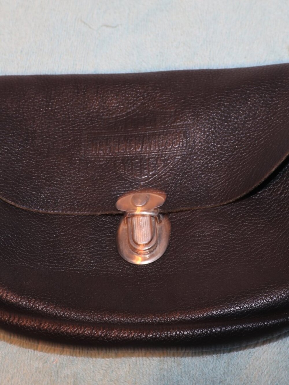 Harley Davidson Black Leather Embossed Clip Pouch Collectible And Tag 7 x 6